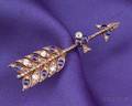 Antique 14kt Gold Sapphire and Diamond Arrow Brooch