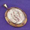 Antique 14kt Gold and Painted Porcelain Pendant