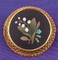 Antique 18kt Gold and Pietra Dura Brooch