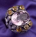Arts  Crafts Amethyst and Citrine Ring