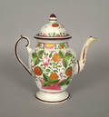 Staffordshire strawberry decorated coffee pot