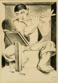 Luis Alberto Acuna Colombian b 1904 Boy with Flute