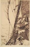 Arthur Briscoe British 18731943 Lot of Three Nautical Views In the Tropics Securing the Lifeboats Lat 45S