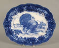 Large Ridgways ironstone blue and white turkey platter ca 1900