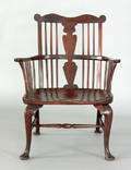 English Queen Anne yewwood windsor armchair mid 18th c