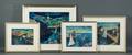 Harry Shoulberg American b 1903 Lot of Four Harbor Views Lanesville Rockport Harbor