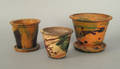 Three Shenandoah Valley redware flowerpots 19th c