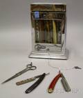 Vintage Chrome Plated Barber Sterilizer with Straight Razors