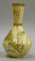 Royal Worcester Enamel Fern Decorated Porcelain Vase
