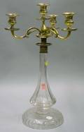 Silver Plate Mounted Colorless Cut Crystal FourLight Candelabra