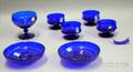 Set of Four Cobalt Glass Footed Bowls a Compote and a Pair of Footed Bowls