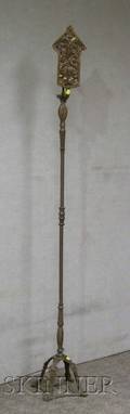 Oscar Bach Style Art Deco Cast Bronze and Mica Floor Lamp