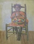 American School Oil on Canvas Portrait of a Black Girl Seated in a Chair