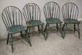 Set of Ten Greenpainted Curtis American Colonial Windsorstyle Bowback Braceback Side Chairs