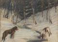 Hilda Ward American 18781950 Dogs by a Winter Stream