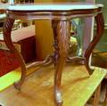 Victorian Rococo Revival White Marble Turtletop Carved Walnut Occasional Table