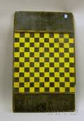 Black and Yellow Painted Wooden Chess Board with Applied Moldings and Greenpainted Back