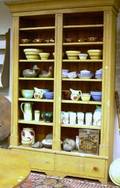 Classical Quartersawn Oak Grain Painted Open Bookcase over Two Short Drawers