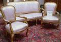 Fivepiece Continental Rococostyle Upholstered Carved Giltwood Parlor Set