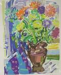 Unframed Nell Blaine Lithograph of a Bouquet of Flowers