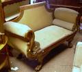 New York Empire Upholstered Carved Mahogany and Mahogany Veneer Settee