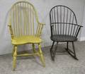 Mustardpainted Windsorstyle Continuous Armchair and a Blackpainted Windsorstyle Sackback Armrocker