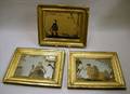 Three Framed Reversepainted Folk Scenes on Mirrors