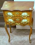 Louis XV Style Giltmetal Mounted Burl Veneer TwoDrawer Serpentine Stand with Porcelain Medallion Pullse2