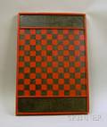 Red and Black Painted Wooden Chess Board