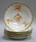 Set of Six KPM Gilt and Handpainted Porcelain Deep Dishes