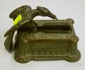 Egyptian Revival Patinated Cast Iron Mechanical Figural Match Dispenser