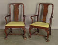 Pair of Queen Anne style mahogany armchairs