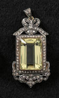 18K yellow and white gold citrine and diamond pendant