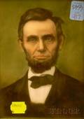 Framed Handpainted Portrait of Abraham Lincoln on Porcelain