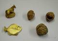 Five Asian Carved Nut Antler and Ivory Netsuke