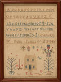 Silk on linen sampler dated  1842