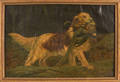 Oil on canvas of a dog with a pheasant