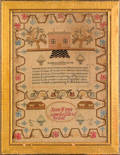 English silk on linen sampler dated 1815 wrought by Jane Free