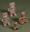 Four PreColumbian Polychrome Pottery Figures