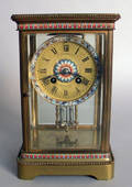 French crystal regulator clock with enamel dial