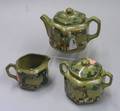 ThreePiece 1908 Buffalo Pottery Deldare Ware Village Life in ye olden day Tea Set