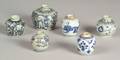 Six Blue and White Jars