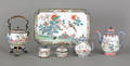 Assembled Chinese enamel six piece tea service early 19th c