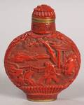 Carved Cinnabar Snuff Bottle