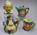 Royal Doulton Long John Silver Teapot a Beswick Sairey Gamp Teapot and Two English Ceramic Character Toby Jugs