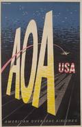 Four LewittHim American Overseas Airlines Aviation Posters