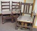 Pair of Gustav Stickley Oak Slatback Side Chairs and an Arts  Crafts Oak Armchair