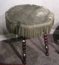 Victorian Velvet and Rope Fringe Covered Octagonaltop Mahogany Barleytwist Tripod Occasional Table
