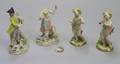 Pair of Capo di Monti Porcelain Putti with Musical Instruments Figures and a Pair of Dresdentype Porcelain Figures