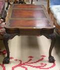 Weiman Georgianstyle LeatherInset Carved Mahogany Coffee Table